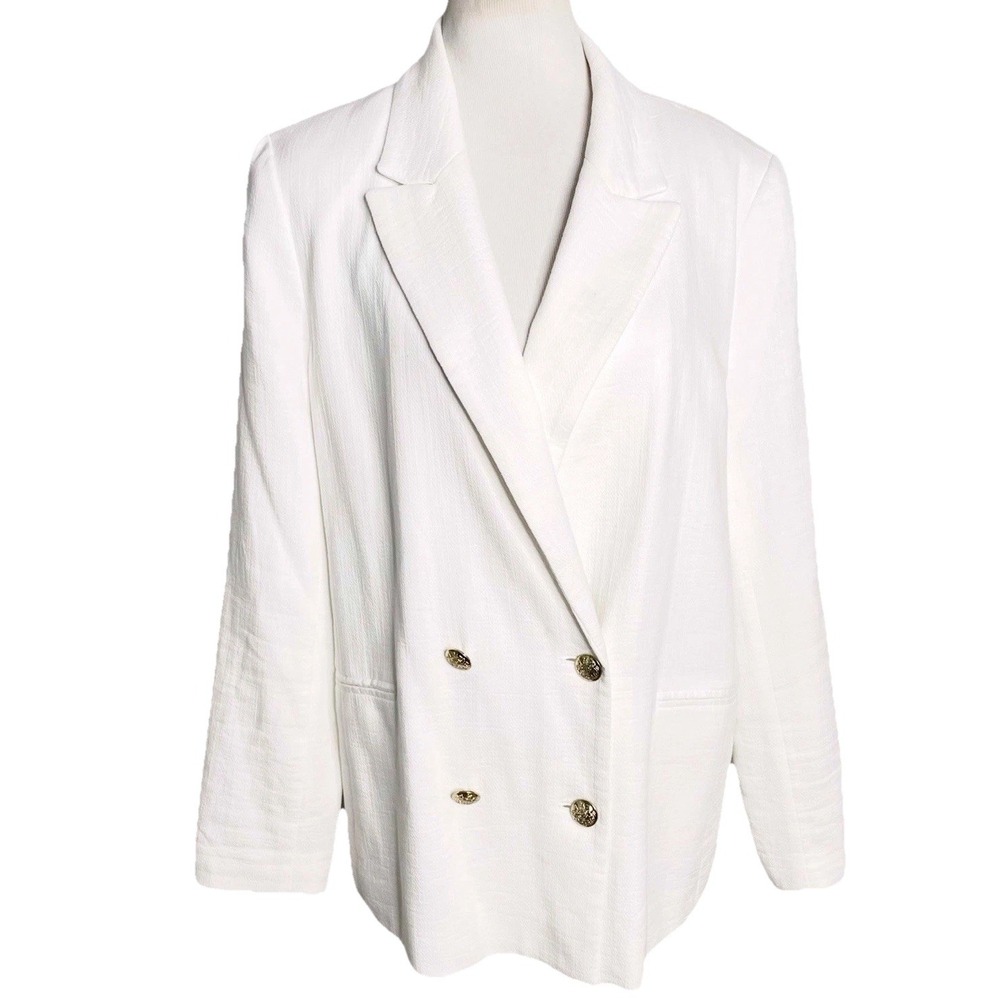 Banana Republic White Double-Breasted Blazer with Gold Buttons